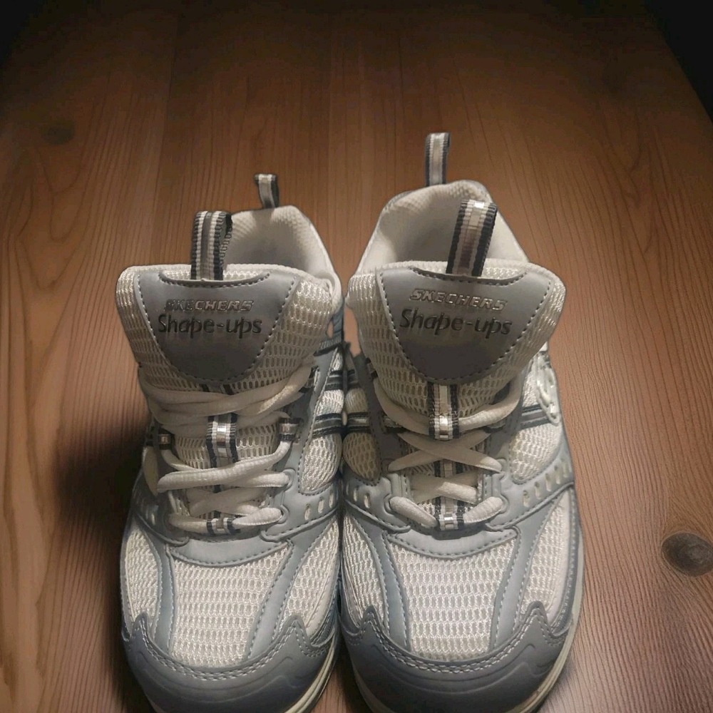 Skechers Shape Ups Women's 5.5 White Silver Walking Orthotic Fitness Shoes Y2k